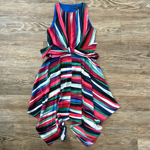 Maggy London Dresses & Skirts - Maggy London Womens 10P Colorful Stripe Uneven Handkerchief Hem Sleeveless Dress